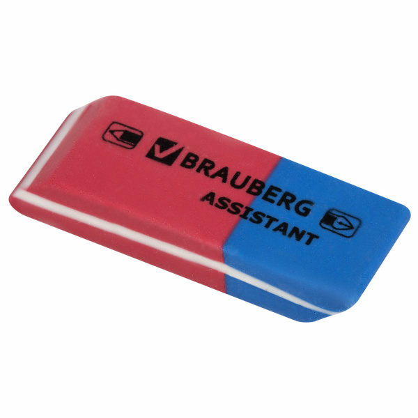 Ластик BRAUBERG "Assistant 80", 41х14х8мм, цвет крас/син, в карт. дисплее Ластик BRAUBERG "Assistant 80", 41х14х8мм, цвет крас/син, в карт. дисплее