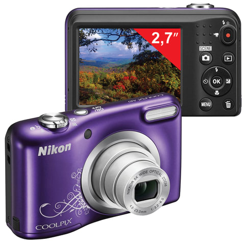 Фотоаппарат компактный NIKON CoolPix А10, 16,1Мп, 5х zoom, 2,7"ЖК-мон., HD, фиолет., VNA983E1 Фотоаппарат компактный NIKON CoolPix А10, 16,1Мп, 5х zoom, 2,7"ЖК-мон., HD, фиолет., VNA983E1