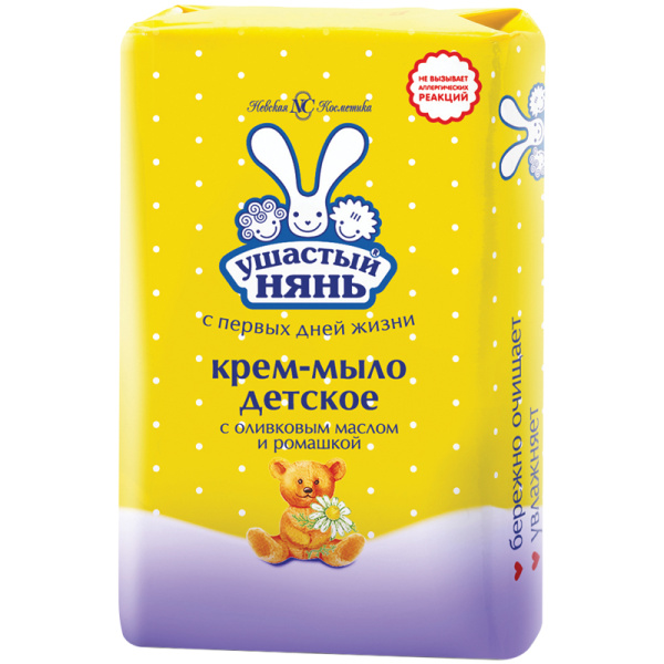 Мыло-крем туалетное ДЕТСКОЕ  90г Ушастый нянь, с ромашкой, бумажная обертка, ш/к1972