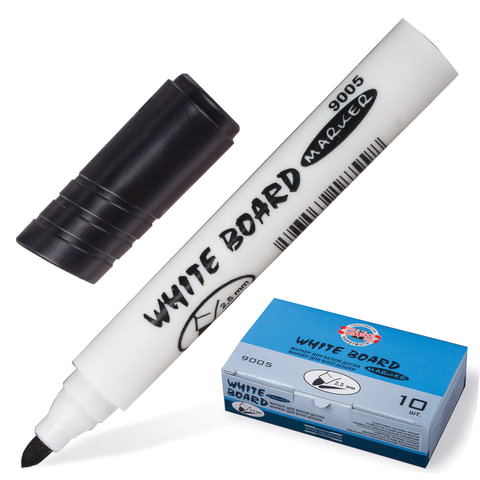 Маркер для доски KOH-I-NOOR круглый наконечник, ширина линии 2,5 мм, черный, 7790053801KSRU