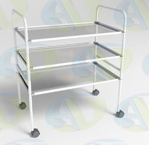 Столик медицинский инструментальный, 740*450*885 мм., полки стекло