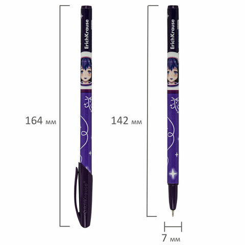 Ручка шариковая ERICH KRAUSE "Neo Space Anime", СИНЯЯ, корпус ассорти, узел 0,7 мм, линия 0,26 мм, 6