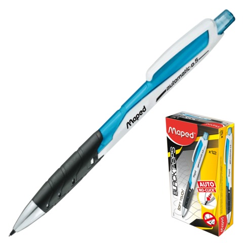 Карандаш мех. MAPED (Франция) "Black Pep's", корп. белый с синим, резин. держатель, 0,5 мм, 559530