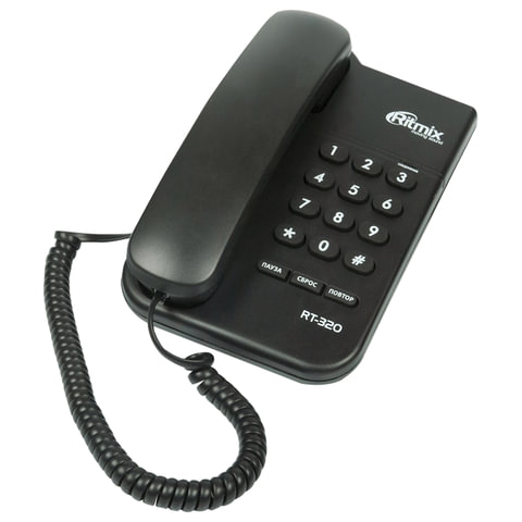 Телефон RITMIX RT-320 black, световая индикация звонка, блокировка набора ключом, ЧЕРНЫЙ