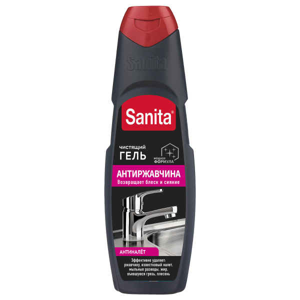 Средство для удаления известкового налета и ржавчины SANITA (Санита) 500мл"Антиржавчина", гель 02375