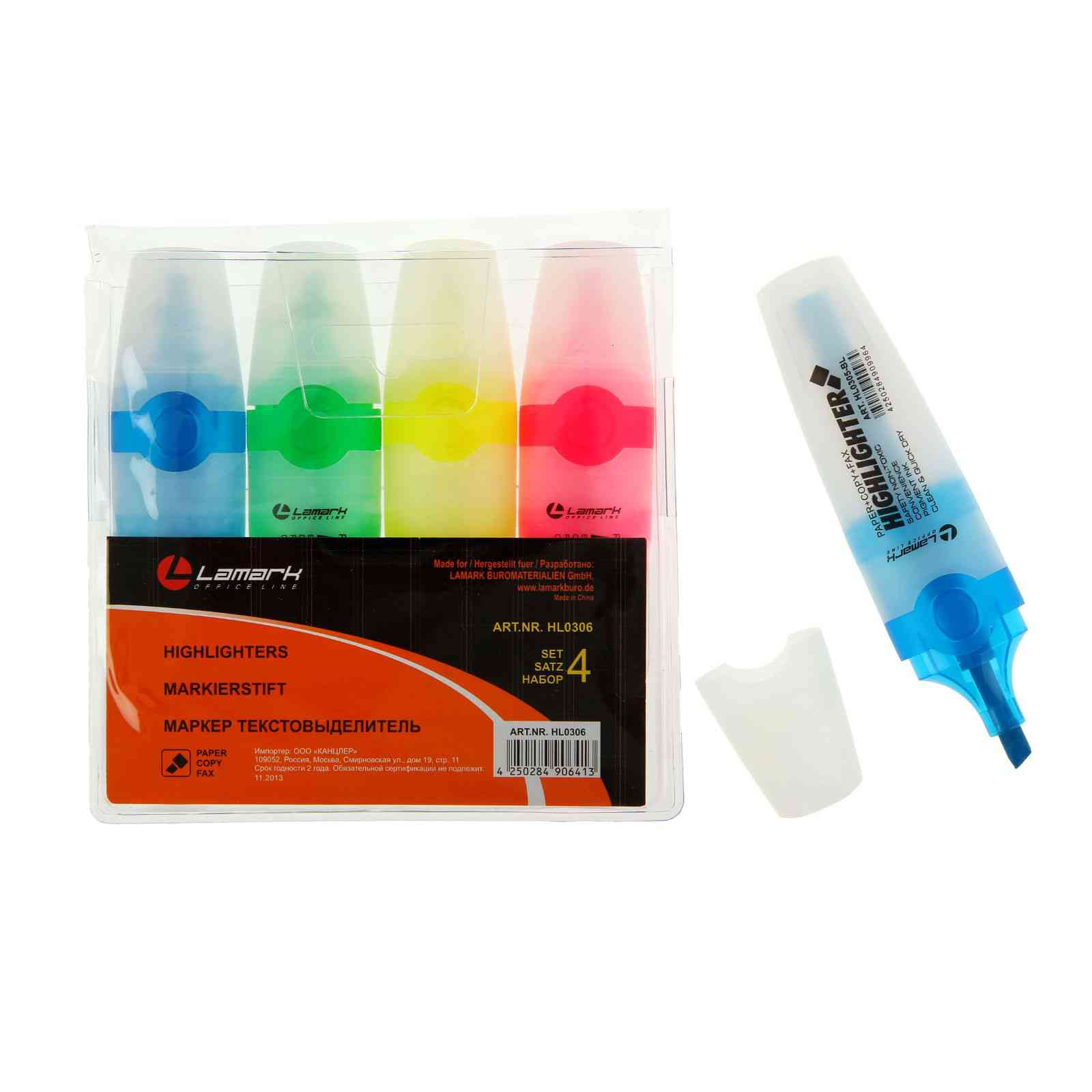 Набор текстовыделителей Lamark 4 шт., линия 1-5 мм