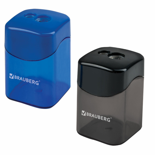 Точилка BRAUBERG "Flagman" с контейнером, прямоугольная, 2 отверстия, в дисп, цв.чёрн, син, 222495 Точилка BRAUBERG "Flagman" с контейнером, прямоугольная, 2 отверстия, в дисп, цв.чёрн, син, 222495