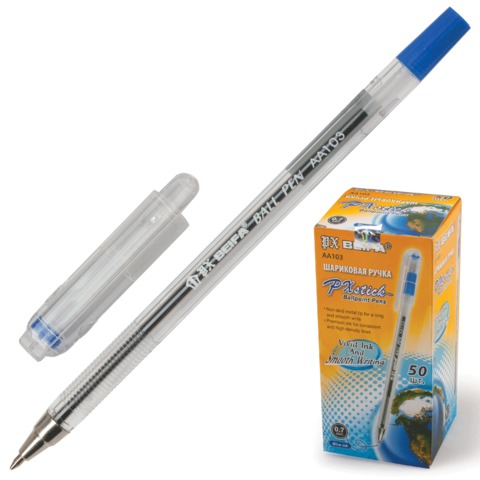 Ручка шариковая BEIFA (Бэйфа), корпус прозрачный, металлический наконечник, тол.письма 0,7 мм, АА103