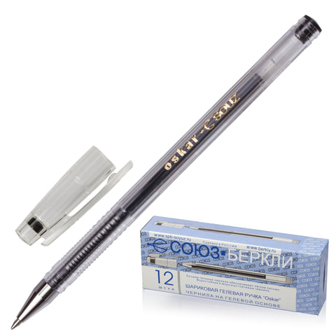 Ручка гелевая СОЮЗ "Oskar", корпус прозрачный, толщина письма 0,7мм, РГ 155-02, черная