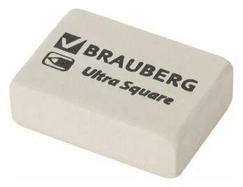 Ластик BRAUBERG "Ultra Square", 26х18х8 мм, белый, натуральный каучук, 228707