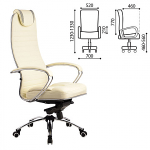 Кресло офисное МЕТТА "Samurai" L1-4K Infinity бежевый, перф. кожа NewLeather