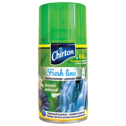 Картридж аэрозольный, 250 мл, CHIRTON "Лесной водопад" (тип AIRWICK, GLADE, KSITEX), сухое распылени