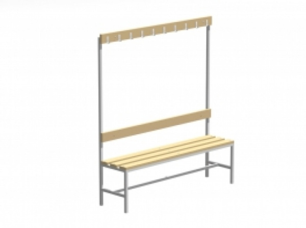 Скамья гардеробная с вешалкой (сосна)  1500х375х1680 (крючки 10шт) Скамья гардеробная с вешалкой (сосна)  1500х375х1680 (крючки 10шт)