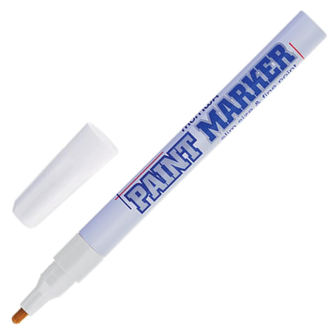 Маркер-краска лаковый (paint marker) MUNHWA "Slim", 2 мм, БЕЛЫЙ, нитро-основа, алюмин корпус, SPM-05