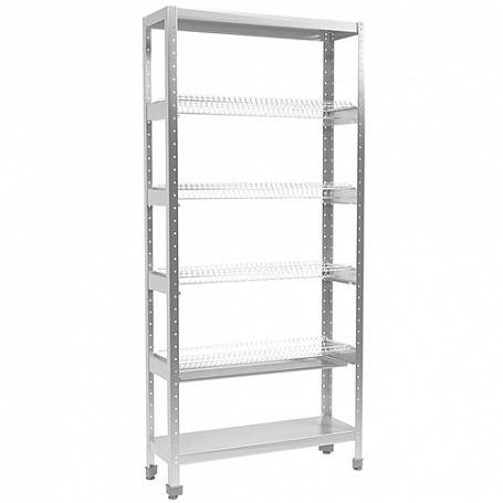 Стеллаж для тарелок СТАНДАРТ СКТН-4КС-2М (сетки хром., каркас нерж разборный) 900х300х1950 мм