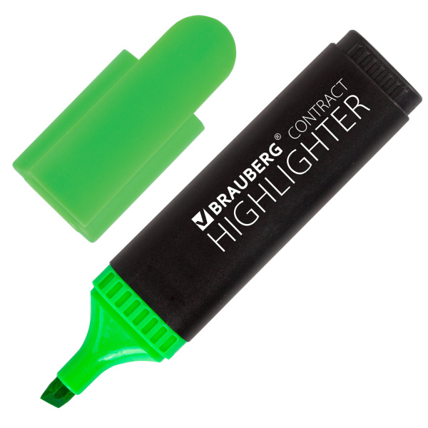 Текстмаркер BRAUBERG "CONTRACT", скошенный наконечник 1-5 мм, зеленый, 150390 Текстмаркер BRAUBERG "CONTRACT", скошенный наконечник 1-5 мм, зеленый, 150390