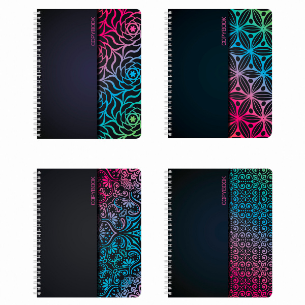 Тетрадь 48л. клетка на спирали BRAUBERG, обложка картон, АБСТРАКЦИЯ