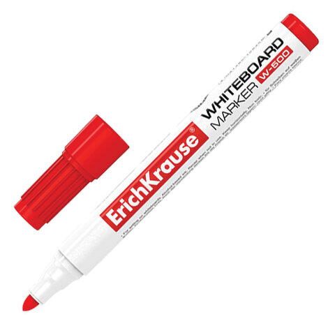 Маркер для доски ERICH KRAUSE "W500", круглый наконечник 2,5мм, красный, 12847
