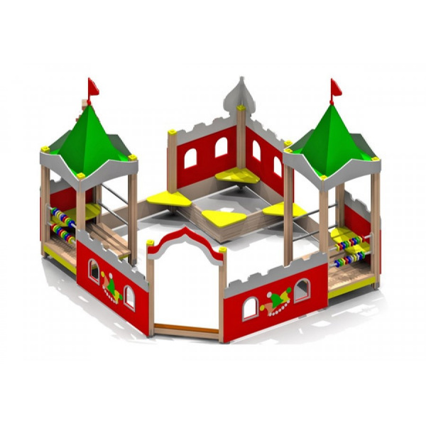 Песочный дворик «Кремль», деревянный брус, 3590х3590 мм, Н=3140 мм