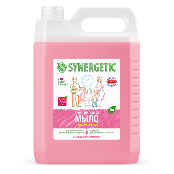 Мыло жидкое 5л SYNERGETIC, "Аромамагия" гипоаллергенное, биоразлагаемое, ЭКО,  ш/к 41327