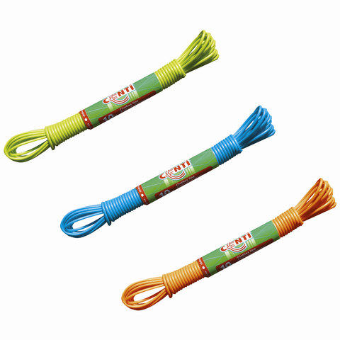 Шнур (веревка) для белья пластиковый, 10 м, цвет ассорти, YORK CENTI, 96800