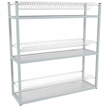 Стеллаж для тарелок ЭКОНОМ СКТК-3КЭ (сетки хром., каркас окраш.), 895х270х930 мм