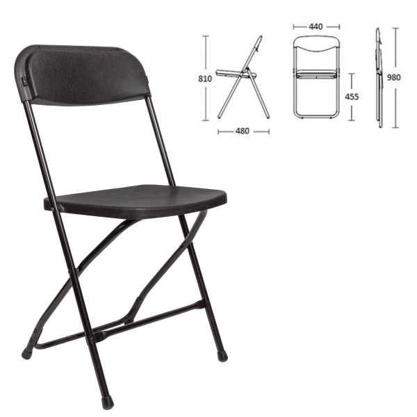 Стул складной для дома и офиса BRABIX "Golf Plus CF-003 Комфорт", черный каркас, кожзам черный, 5315
