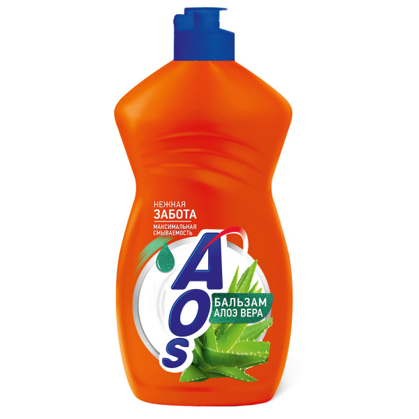 Средство для мытья посуды AOS 450мл "Бальзам Алоэ Вера", ш/к 95650