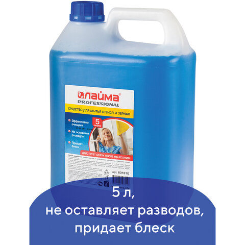 Средство для мытья стекол и зеркал ЛАЙМА PROFESSIONAL 5л, 601610