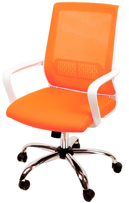 Кресло Оптима люкс хром спинка сетка (оранжевая)/сиденье сетка (оранжевая)