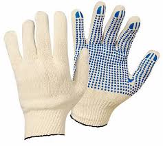 Перчатки х/б 3 нити 7 класс ПВХ точка Эконом