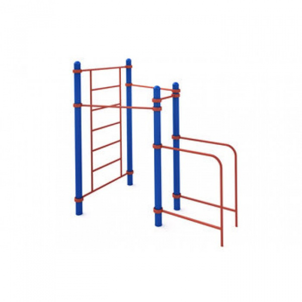 Два турника классического хвата, шведская стенка, брусья