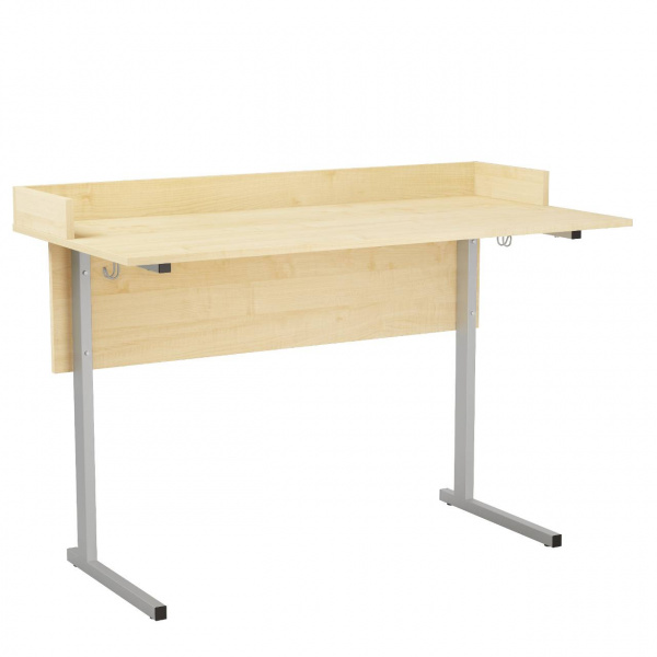 Стол ученический с бортом (пластик), цвет - клен, м/к серый