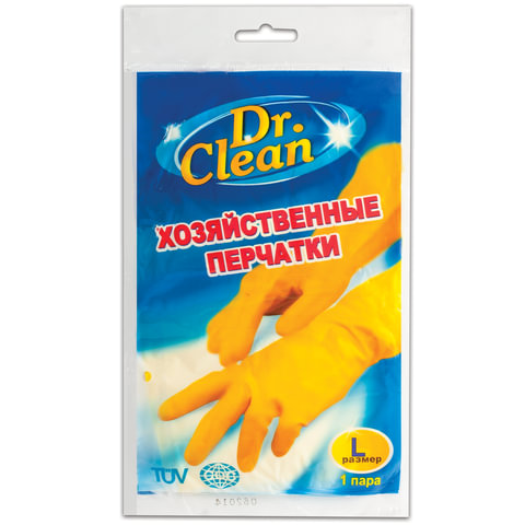 Перчатки хоз.латексные DR.CLEAN (Доктор Клин), без х/б напыления, размер L (большой), ш/к 44845