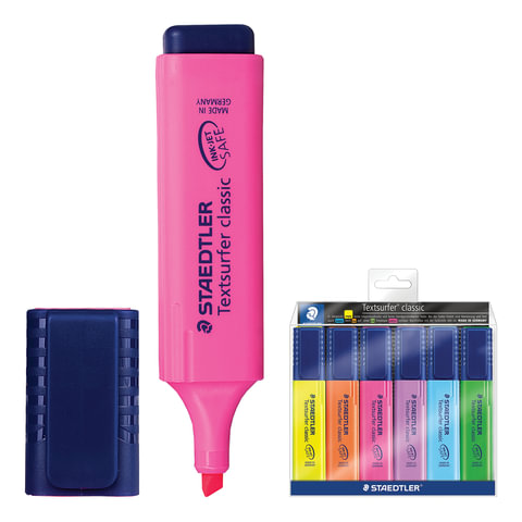 Текстмаркеры STAEDTLER (Германия), набор 6 штуки, "Textsurfer Classic", скошенные, 1-5 мм, 364 WP