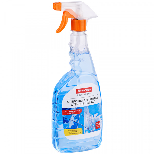 Средство для мытья стекол и зеркал OfficeClean Professional, с нашатырным спиртом, 750мл, с курком