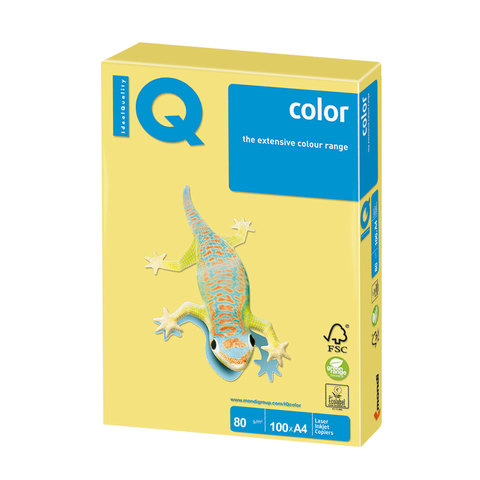 Бумага IQ color, А4, 80 г/м2, 100 л., умеренно-интенсив (тренд) лимонно-желтая ZG34