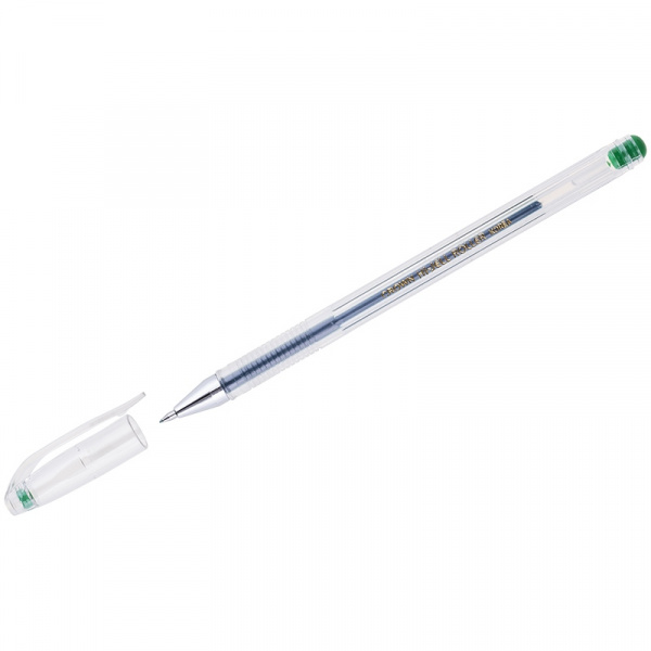 Ручка гелевая Crown "Hi-Jell" зеленая 0,5мм, штрих-код