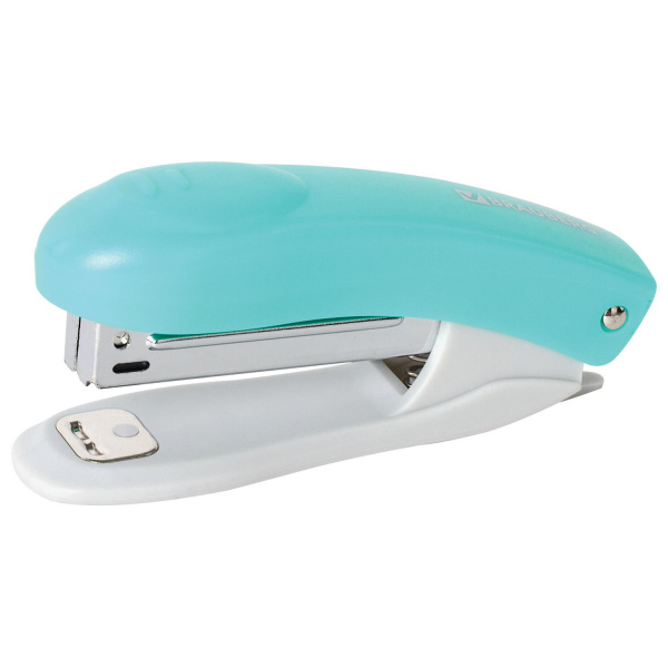 Степлер №10 BRAUBERG "Original", до 12 листов, с антистеплером, бирюзовый, 227765 