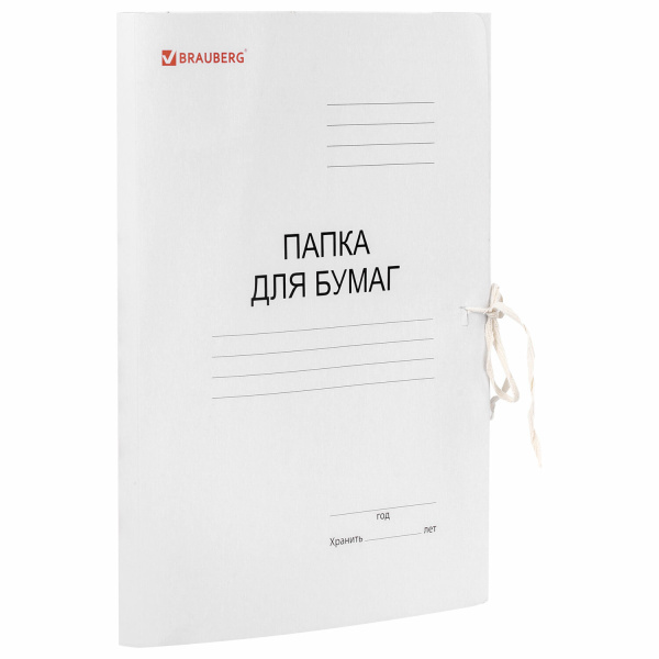 Папка для бумаг с завязками BRAUBERG мел. карт., гарант. пл. 320г/м (на 200л)