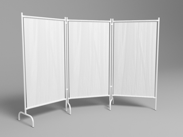 Ширма медицинская трёхсекционная МСК - 3302-01 без колес