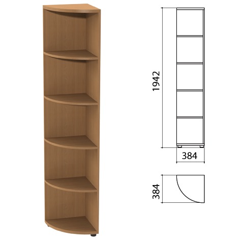 Шкаф (стеллаж) угловой "Этюд" (ш384*г384*в1942 мм), 4 полки, бук бавария 55