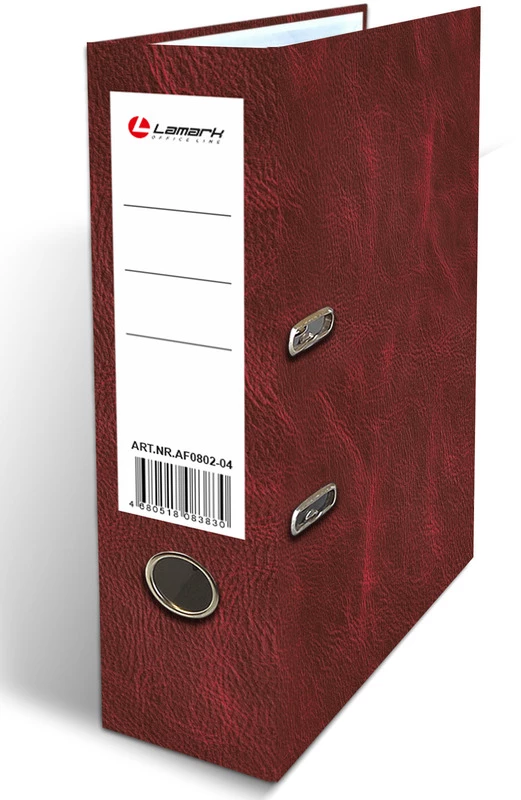 Папка-регистратор Lamark ламинированный картон 75мм "Кожа", бордовая
