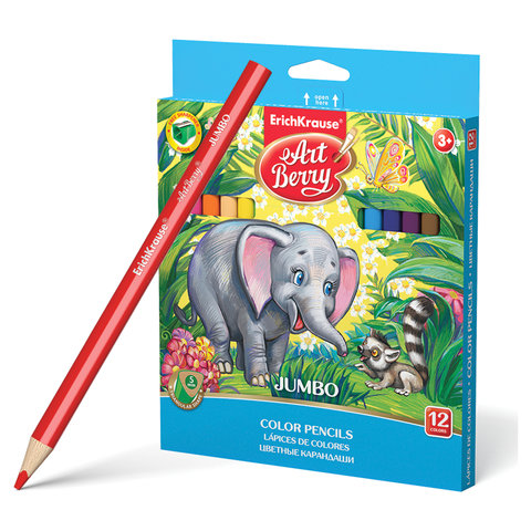 Карандаши цветные утолщенные ERICH KRAUSE Artberry 12цв, трехгранные, с точилкой, заточенные, 32474
