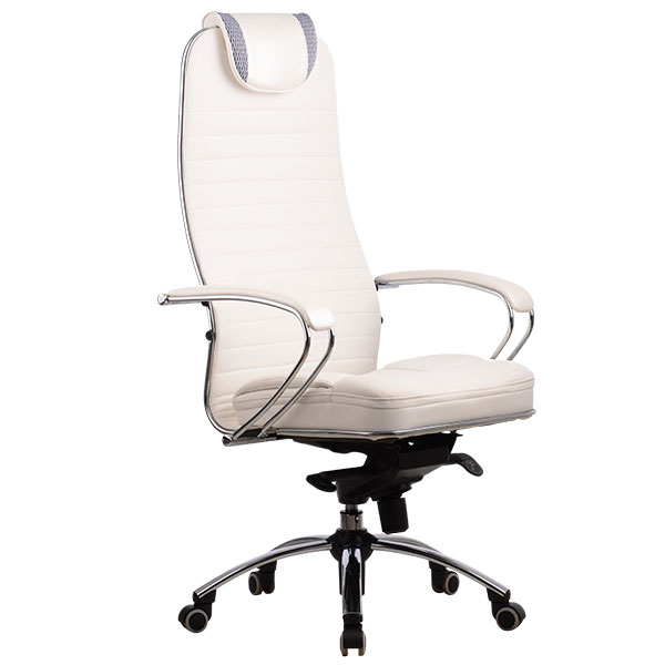 Кресло офисное МЕТТА "Samurai" L1-4K - Infinity, белый, перф. кожа