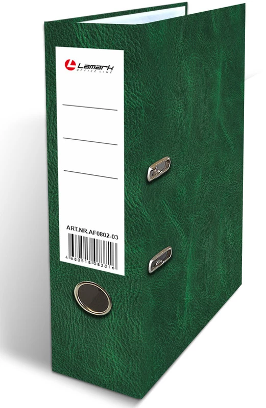 Папка-регистратор Lamark ламинированный картон 75мм "Кожа", зеленая