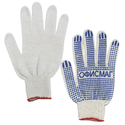 Перчатки хлопчатобумажные, 10 класс, 32-34 г, 83 текс, ПВХ точка, ОФИСМАГ, БЕЛЫЕ Перчатки хлопчатобумажные, 10 класс, 32-34 г, 83 текс, ПВХ точка, ОФИСМАГ, БЕЛЫЕ
