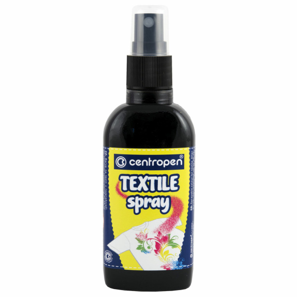 Краска-спрей для ткани и одежды ЧЕРНАЯ CENTROPEN "Textile Spray", 110 мл, 1139, ш/к 35629