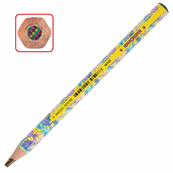 Карандаш с многоцветным грифелем МЯГКИЙ, 1шт, ЮНЛАНДИЯ MAGIC TROPIC,тропические цвета,утолщен,181790