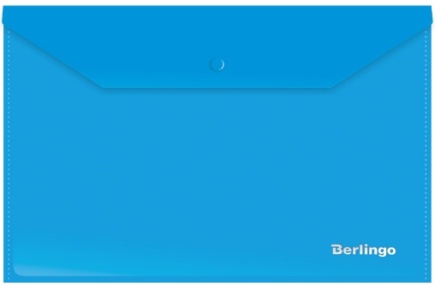 Папка-конверт на кнопке Berlingo, А4, 180мкм, синяя 04102